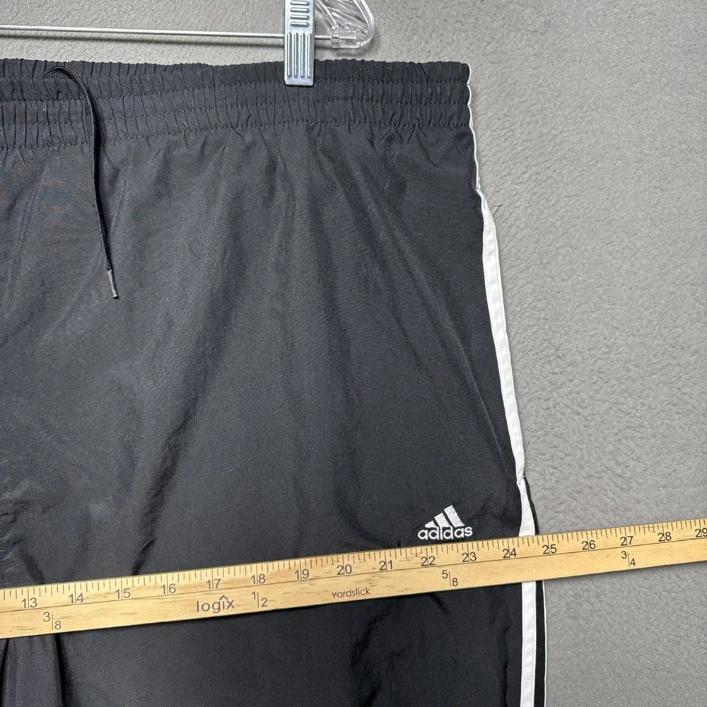 Adidas Windbreaker Track Pants Mens Sz 2XL 44x32 Black Lined Straight Athleisure